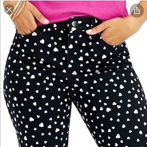 NWT Charter Club Black/white Hearts Straight Leg Lexington Denim Pants